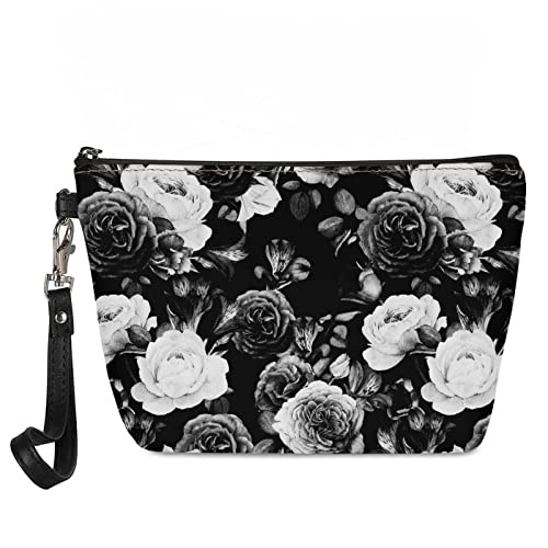 Kuiaobaty Leder Kosmetiktasche Frauen Schönheit Kosmetik Fall Beutel Damen Reise Make-up Tasche für Geldbörse Kulturbeutel, Rosen zeichnen, Taschen-Organizer von Kuiaobaty