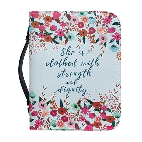 Kuiaobaty Lord Quotes Bibeltasche mit Reißverschluss, Gott Spruch Floral Bibelbuch Tragetasche mit Griff, perfektes Geschenk für Frauen Mutter von Kuiaobaty