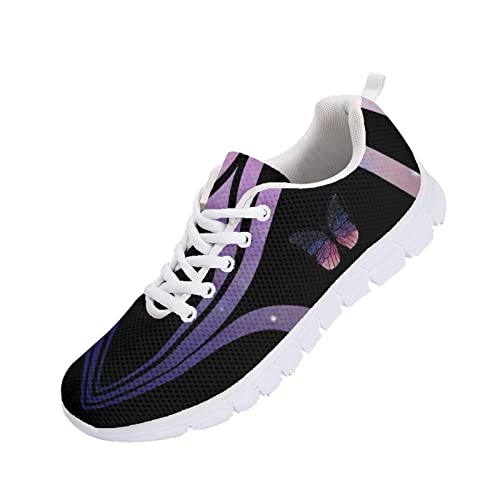 Kuiaobaty Mädchen Wanderschuhe Erwachsene Atmungsaktiv Athletic Turnschuhe Blumen Totenköpfe Pilzdruck Damen Laufschuhe Fußgewölbeunterstützung, Schmetterling lila, 45 EU Kuiaobaty Mädchen Wanderschuhe Erwachsene Atmungsaktiv Athletic Turnschuhe Blumen Totenköpfe Pilzdruck Damen Laufschuhe Fußgewölbeunterstützung, Schmetterling lila, 45 EU von Kuiaobaty