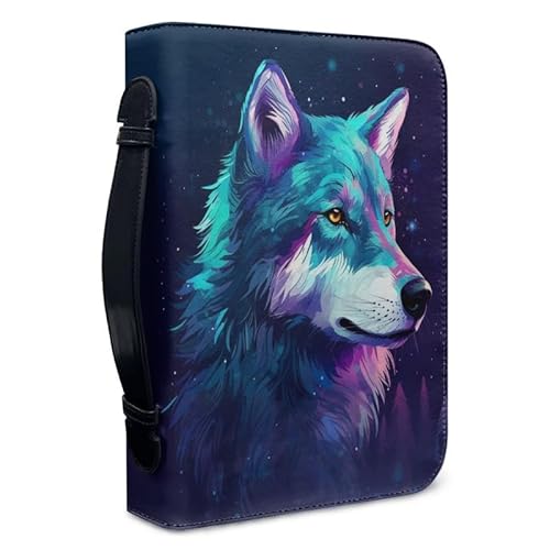 Kuiaobaty Malerei Wolf Buch Tragetaschen mit Griff, Wolf Muster Notebook Tasche Reißverschluss Buch Fall Tasche, 30,5 x 22,9 x 6,1 cm von Kuiaobaty