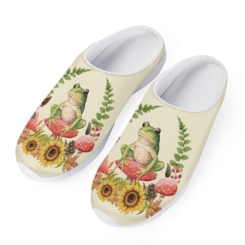 Kuiaobaty Mesh Garten Clog Schuhe Atmungsaktiv Rutschfest Slipper Sandale Bequeme Leichte Flache Schuhe Sommer Sandale, Froschpilze, 39 EU von Kuiaobaty