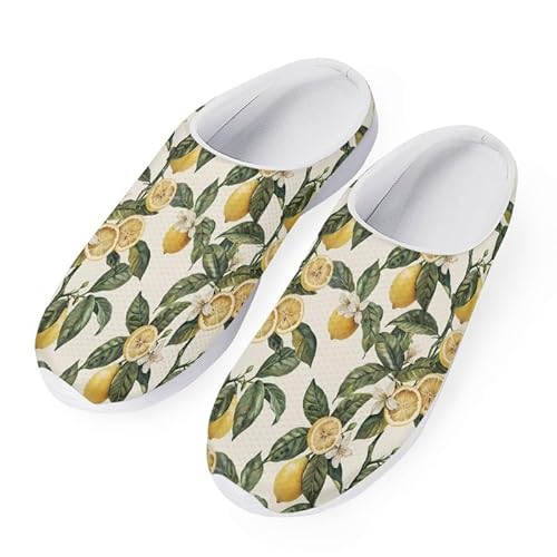 Kuiaobaty Mesh Garten Clog Schuhe Atmungsaktiv Rutschfest Slipper Sandale Bequeme Leichte Flache Schuhe Sommer Sandale, Gelbe Zitronen, 40.5 EU von Kuiaobaty