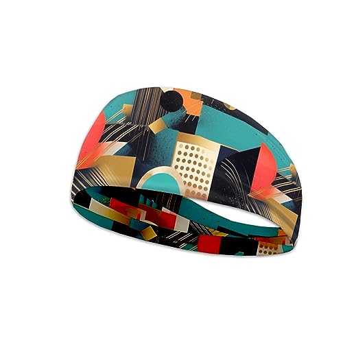 Kuiaobaty Moderne geometrische Kunst-Stirnbänder für Männer und Frauen, abstrakte Farbe, modisches Kopftuch, rutschfest, leichte Schweißbänder von Kuiaobaty