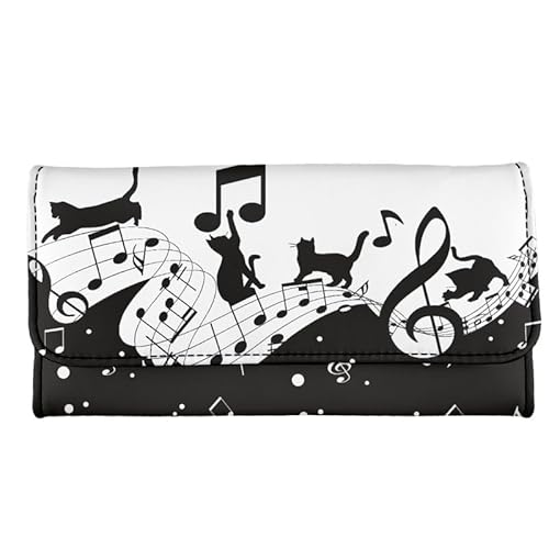 Kuiaobaty Modische Damen-Geldbörse, multifunktional, Clutch, Organizer, Kartenfächer, Reißverschlusstasche, schlanke Brieftasche für Frauen und Mädchen, Katzenmusikpersonal, Casual von Kuiaobaty