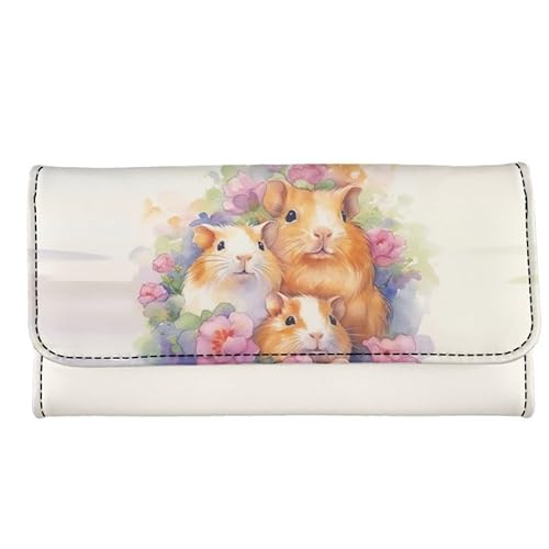 Kuiaobaty Modische Damen-Geldbörse, multifunktional, Clutch, Organizer, Kartenfächer, Reißverschlusstasche, schlanke Brieftasche für Frauen und Mädchen, Meerschweinchen-Familie, Casual von Kuiaobaty