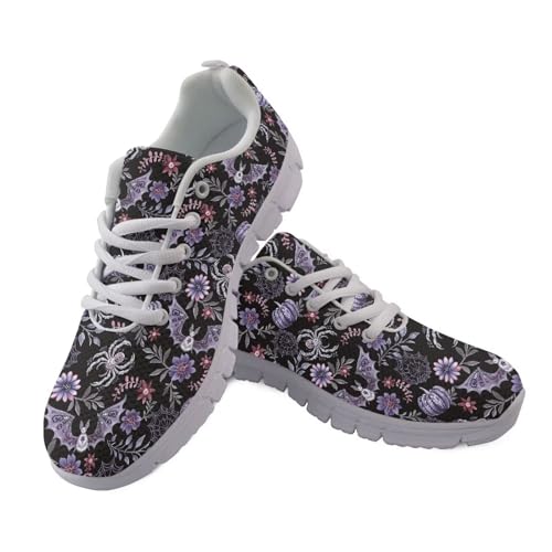 Kuiaobaty Modische Damen-Turnschuhe, Laufschuhe, Sneaker, Union-Jack-Flagge, Tennis, Walking-Schuhe, Größe atmungsaktiv, Gothic Fledermaus Spinne Floral, 39.5 EU von Kuiaobaty