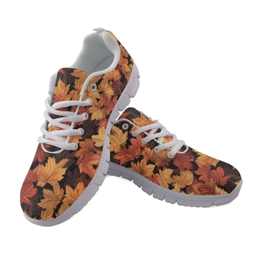Kuiaobaty Modische Damen-Turnschuhe, Laufschuhe, Sneaker, Union-Jack-Flagge, Tennis, Walking-Schuhe, Größe atmungsaktiv, Orange Maple Leaf, 36.5 EU von Kuiaobaty