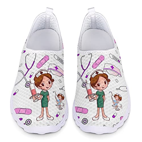 Kuiaobaty Nurse Slip-on Trainer Weiß Mode Atmungsaktiver Sneaker Komfort Leichte Laufschuhe Lässige Damen Loafer von Kuiaobaty