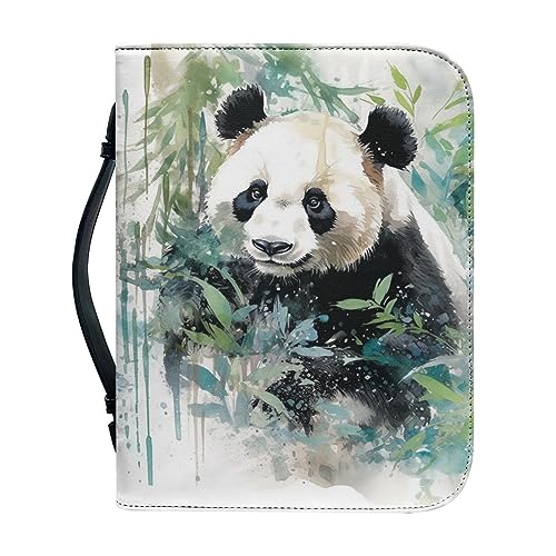 Kuiaobaty Pandabär Malerei Buch Fall Buch Schutz mit Griff, Aquarell Pandas PU Leder Notebook Tragetasche mit Stift Slots von Kuiaobaty