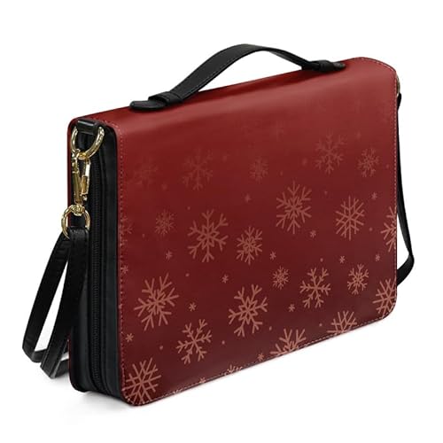 Kuiaobaty Rhombic Frauen Bibeltasche Groß Leder Buchtasche mit Reißverschluss Herz Kunstleder Buchtasche Kirchengriff Büchertasche, Weihnachts-Schneeflocken, 2XL-[12.0x9.0in=30.5x23.0cm] von Kuiaobaty