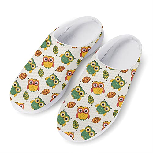 Kuiaobaty Sandalen mit Cartoon-Eulen-Print, süße Tiere, Hauspantoffel, rutschfeste, Flache Schuhe, Mesh-Wanderschuhe, Garten-Clogs von Kuiaobaty