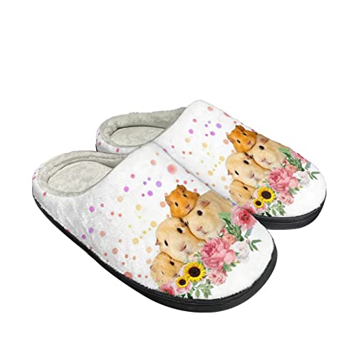 Kuiaobaty Scuff Hausschuhe Schuhe für Damen und Herren, Kuh-Druck, Meerschweinchen, Hunde-Druck, Hausschuhe mit warmem Flanellfutter, lässige Schlafzimmer-Rutsche, Meerschweinchen, 37/38 EU von Kuiaobaty