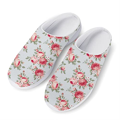 Kuiaobaty Sommer-Mesh-Sandalen, Rosa, Rosendruck, Gartenclogs, Blume, Blumenmuster, rutschfest, für den Innenbereich, zum Baden, Küche von Kuiaobaty