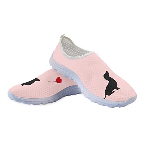 Kuiaobaty Sport Laufschuhe für Frauen Mädchen Krankenschwester Pfleger Hund Faultier Totenkopf Unisex Mesh Sneaker Slip on Atmungsaktiv Walking Trainer, Dackel-Silhouette, Pink, 35.5 EU von Kuiaobaty