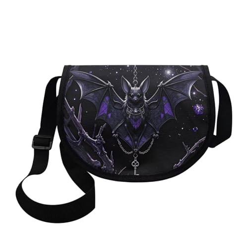 Kuiaobaty Süße Pandas Crossbody Bag Umhängetasche für Frauen Neuheit Katzen Druck Mädchen Mini Messenger Bag Crossover Satteltasche, Fledermaus Gothic von Kuiaobaty