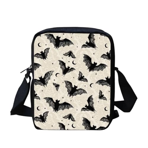 Kuiaobaty Umhängetasche für Damen, Crossbody-Tasche für Reisen, Freizeit, Reißverschluss, Handygeldbörse, Gothic Fledermaus Halbmond Kuiaobaty Umhängetasche für Damen, Crossbody-Tasche für Reisen, Freizeit, Reißverschluss, Handygeldbörse, Gothic Fledermaus Halbmond von Kuiaobaty
