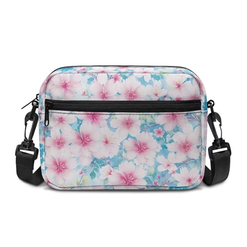 Kuiaobaty Umhängetasche für Damen, Pandabär, Reißverschluss, Umhängetasche, Kamera-Schultertasche, Handtasche für den täglichen Gebrauch, Frühlingsrosa Blume, One Size von Kuiaobaty