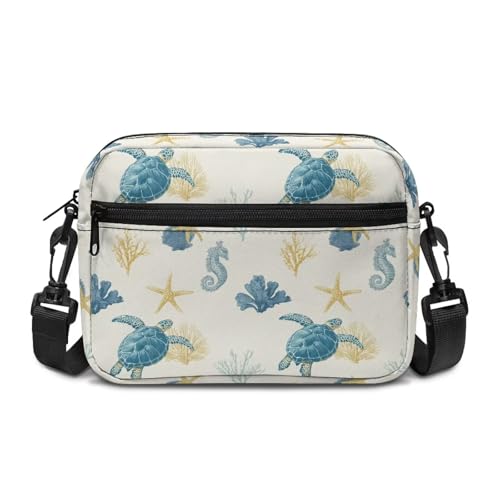 Kuiaobaty Umhängetasche für Damen, Pandabär, Reißverschluss, Umhängetasche, Kamera-Schultertasche, Handtasche für den täglichen Gebrauch, Ocean Toile Meeresschildkröte, One Size von Kuiaobaty