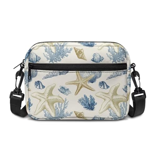 Kuiaobaty Umhängetasche für Damen, Pandabär, Reißverschluss, Umhängetasche, Kamera-Schultertasche, Handtasche für den täglichen Gebrauch, Ocean Toile Seestern, One Size von Kuiaobaty