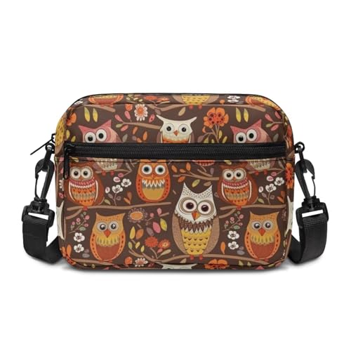 Kuiaobaty Umhängetasche für Damen, Pandabär, Reißverschluss, Umhängetasche, Kamera-Schultertasche, Handtasche für den täglichen Gebrauch, Waldeule, One Size von Kuiaobaty