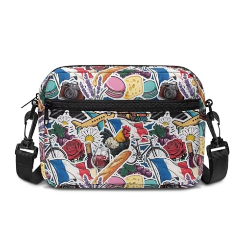 Kuiaobaty Umhängetasche mit Mandala-Motiv, mit Reißverschluss, verstellbarer Riemen, France Trip, One Size von Kuiaobaty