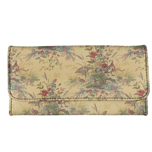 Kuiaobaty Vögel Floral Damen Geldbörse Lange Trifold Geldbörse Clutch Taschen Metallschnalle, Leopardenmuster Frauen Brieftasche Weiches PU-Leder, Landschaft Floral, Casual von Kuiaobaty