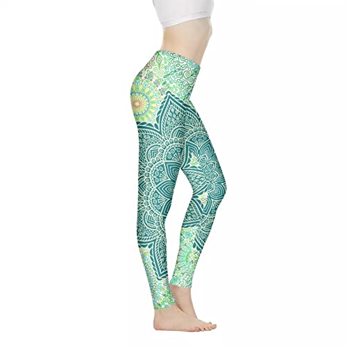 Kuiaobaty Yogahose mit Schmetterlingsmotiv für Damen, ethnische Streifen, Schildkröten, Sternennächte, Muster, dehnbare Leggings für Fitness, Mädchen, Strumpfhose, XS-3XL, Mandala Floral, M von Kuiaobaty