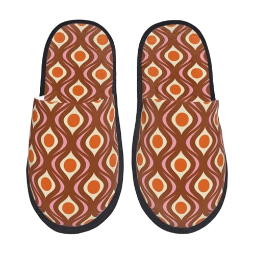 Kuilepa 70er Jahre Retro Print Damen Hausschuhe Fuzzy Slip On Indoor Outdoor Winter Haus Hausschuhe von Kuilepa