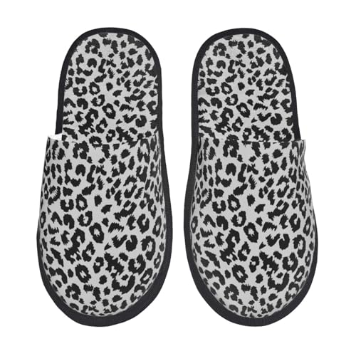 Kuilepa Ähnlich wie Leopardenmuster für Damen, flauschige Slipper, für drinnen und draußen, Winterhausschuhe, Schwarz, 6-8.5 Women/6-8 Men von Kuilepa