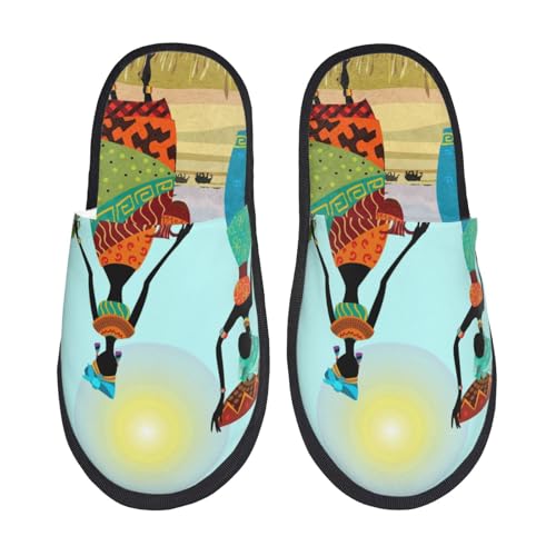Kuilepa Afrikanische Damen-Slipper mit Aufdruck "Fuzzy", für drinnen und draußen, Winterhausschuhe von Kuilepa