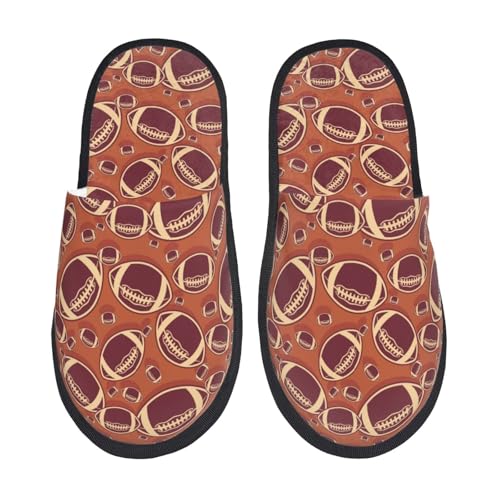 Kuilepa American Football1 Damen-Slipper, flauschig, für drinnen und draußen, Winterhausschuhe, Schwarz, 6-8.5 Women/6-8 Men von Kuilepa