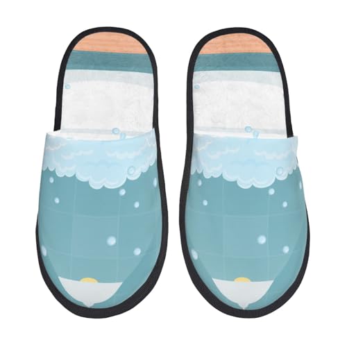 Kuilepa Badeschuhe für Damen, mit Seifenblasen-Aufdruck, flauschig, für drinnen und draußen, Winter von Kuilepa