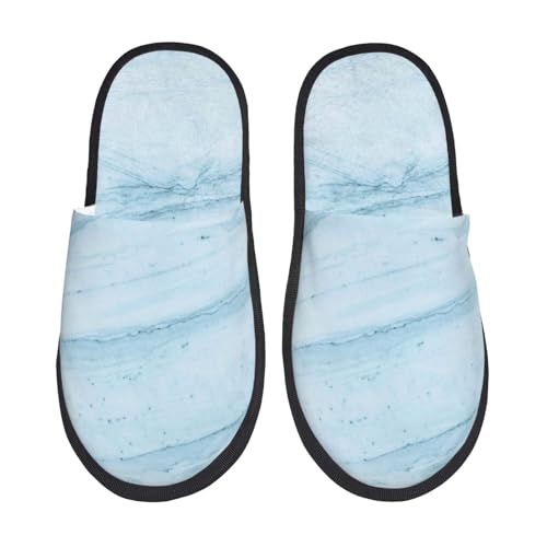 Kuilepa Blauer Marmordruck für Damen, flauschig, Slipper, für drinnen und draußen, Winterhausschuhe von Kuilepa
