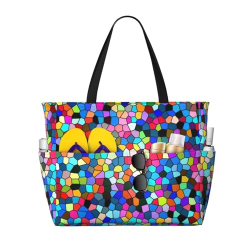 Kuilepa Bunte Batik-Glasmalerei-Tasche für Damen mit 2 Aufdrucken, für Damen, große Sporttasche, Handgepäcktasche für Wochenendreisen, wasserdicht, Schwarz, Einheitsgröße von Kuilepa