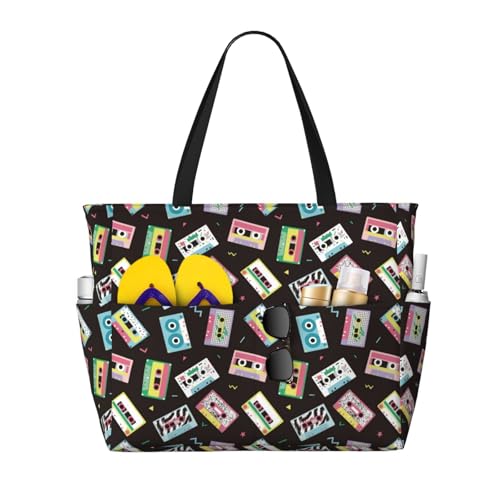 Kuilepa Bunte Retro-Tasche/Tragetasche für Damen, große Sporttasche, Tragetasche für Wochenendreisen, wasserdicht von Kuilepa