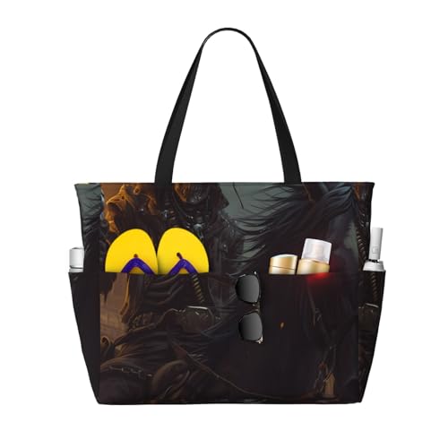 Kuilepa Coole Totenkopf-Tasche mit Western-Cowboy-Aufdruck, für Damen, große Sporttasche, Tragetasche für Wochenendreisen, wasserdicht, Schwarz, Einheitsgröße von Kuilepa