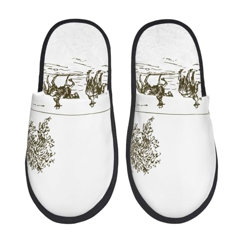 Kuilepa Cowboys Reiten auf einem Pferd in der Nähe eines Baumes, flauschige Slipper, für drinnen und draußen, Winterhausschuhe, Schwarz, 6-8.5 Women/6-8 Men von Kuilepa
