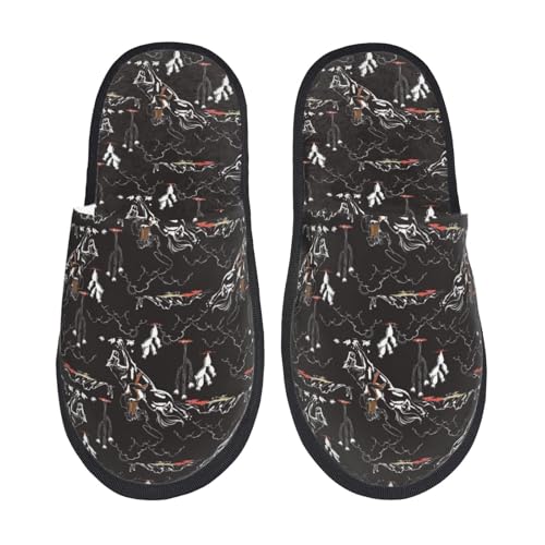 Kuilepa Cowgirl In Desert Print Damen Hausschuhe Fuzzy Slip On Indoor Outdoor Winter Haus Hausschuhe, Schwarz, 6-8.5 Women/6-8 Men von Kuilepa