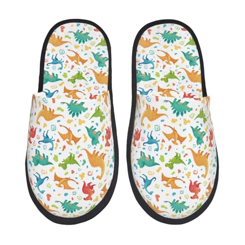 Kuilepa Damen-Hausschuhe, Dinosaurier-Druck, flauschig, für drinnen und draußen, Winter von Kuilepa