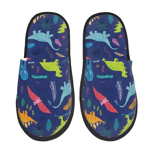 Kuilepa Damen-Hausschuhe, Dinosaurier-Druck, flauschig, für drinnen und draußen, Winter von Kuilepa