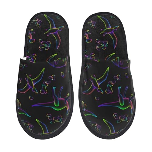 Kuilepa Damen-Hausschuhe, Dinosaurier-Druck, flauschig, für drinnen und draußen, Winter von Kuilepa