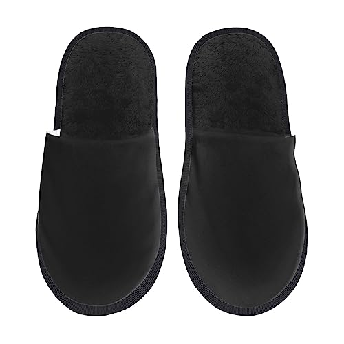 Kuilepa Damen Hausschuhe, flauschig, für drinnen und draußen, mit schwarzem Aufdruck, Schwarz, 6-8.5 Women/6-8 Men von Kuilepa