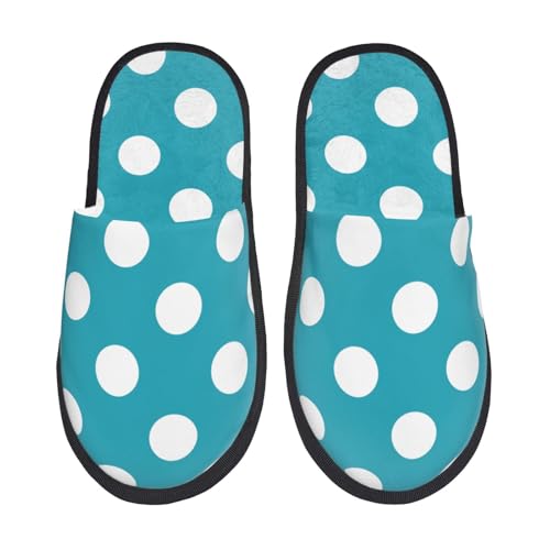 Kuilepa Damen-Hausschuhe, himmelblau und weiß, gepunktet, flauschig, für drinnen und draußen, Winter, Schwarz, 6-8.5 Women/6-8 Men von Kuilepa