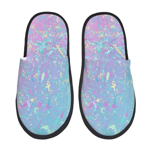 Kuilepa Damen-Hausschuhe mit Fantasy-Farbverlaufsdruck, flauschig, für drinnen und draußen, Winter, Schwarz, 6-8.5 Women/6-8 Men von Kuilepa