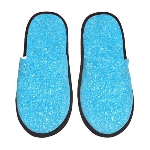 Kuilepa Damen Hausschuhe mit Glitzer-Aufdruck, himmelblau, zum Reinschlüpfen, für drinnen und draußen, Winter, Schwarz, 6-8.5 Women/6-8 Men von Kuilepa