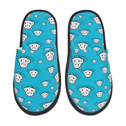 Kuilepa Damen Hausschuhe mit Nilpferd-Aufdruck "Hippo In Water Head", flauschig, für drinnen und draußen, Winter, Schwarz, 6-8.5 Women/6-8 Men von Kuilepa