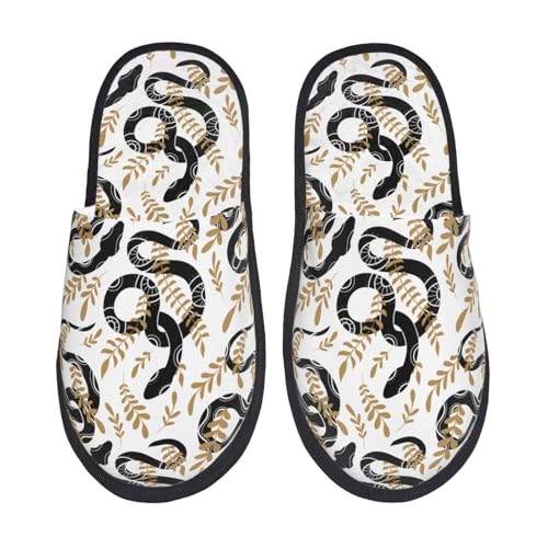 Kuilepa Damen-Hausschuhe mit Schlangenmuster, flauschig, für drinnen und draußen, Winter von Kuilepa