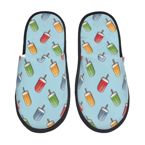 Kuilepa Damen-Hausschuhe mit modernem Eiscreme-Aufdruck, flauschig, für drinnen und draußen, Winter von Kuilepa