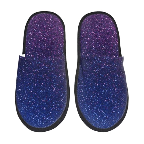 Kuilepa Damen-Hausschuhe mit neonfarbenem Glitzer-Aufdruck, flauschig, für drinnen und draußen, Winter, Schwarz, 6-8.5 Women/6-8 Men von Kuilepa