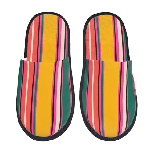 Kuilepa Damen Hausschuhe mit vertikalem Streifenmuster, flauschig, für drinnen und draußen, Winter, Schwarz, 6-8.5 Women/6-8 Men von Kuilepa